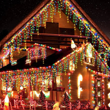 Instalatie de Craciun Profesionala LUMERIX, Tip Franjuri, 15 Metri, 400 LED-uri, Multicolora, pentru Exterior