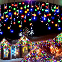 Instalatie de Craciun Profesionala LUMERIX, Tip Franjuri, 15 Metri, 400 LED-uri, Multicolora, pentru Exterior