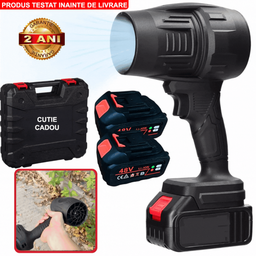 Suflanta Profesionala Praf,Apa,Auto,PC,Birou,Casa + 2X Acumulatori 48V + Incarcator , Putere Mare,Protectie Supraincalzire