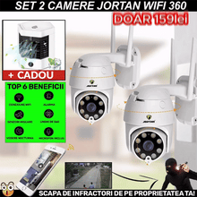 REDUCERE: SET 2 X Camera Smart Color Jortan Surveillance2® Wifi, IP Vizualizare Live Prin Aplicatie, Senzor de Miscare, CW2+ Aer Portabil CADOU