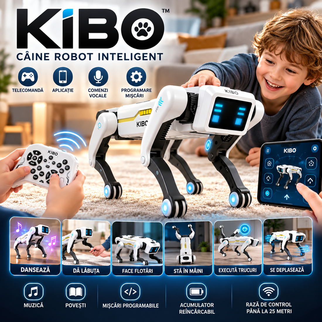 KIBO™ – Câine Robot Inteligent, Interactiv și Programabil