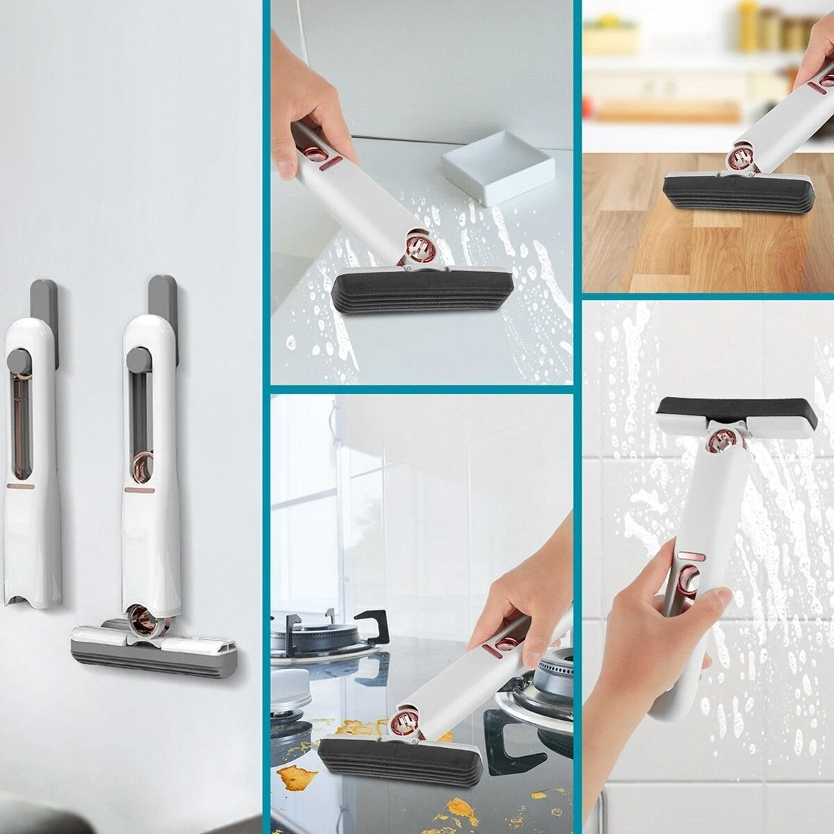 Mop Profesional Triplu Cu Functia “Curata Tot Si Colturi” , Cu Pulvelizator Si 3 Lavete Din Microfibra + Mini Mop Portabil CADOU