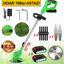 Motocoasa Portabila Cu 2 BATERII, Putere 800W, Cu Brat Extensibil, Pentru Gazon, 8 Accesorii