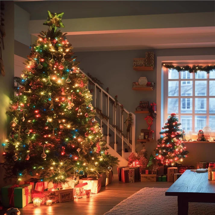 1+1 GRATIS: Instalatie De Craciun, Tip Rola, Cu 1000 LED-uri Mari, Interior sau Exterior, Rezistenta La Vreme Rea, 100 m, Multicolor