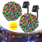1+1 GRATIS; Instalatie De Craciun, Cu Incarcare Solara, 200 LED-uri Mari, Rezistenta La Intemperii, Multicolor, 20 m