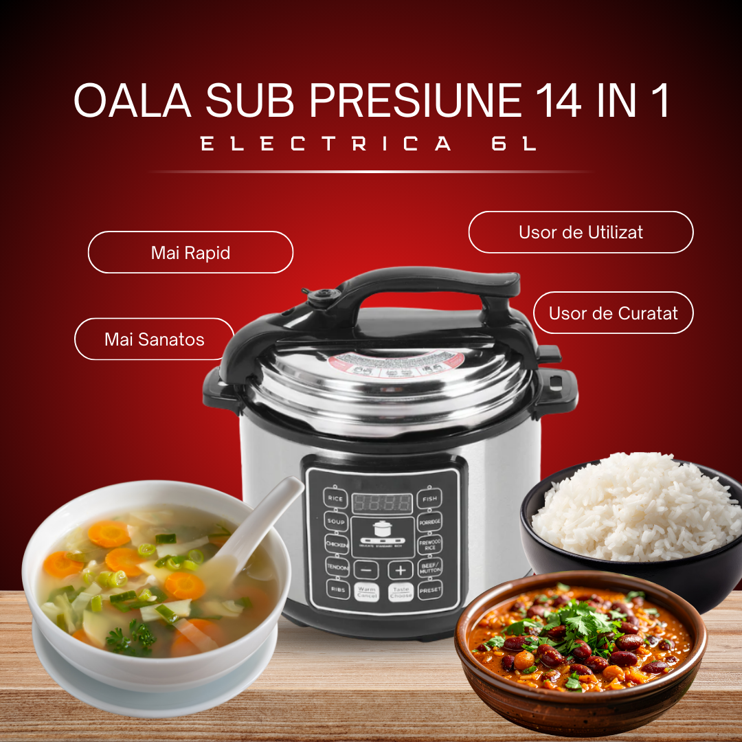 Oala Sub Presiune Electrica Multifunctionala 14 in 1, Capacitate 6L, Display LED