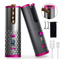 1+1 GRATIS: Ondulator Automat Fara Fir, Ceramic, Cu Afisaj LCD, Functie Power Bank, Temperatura Reglabila, Mov