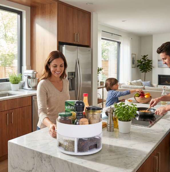 Organizator Bucatarie Profesional Kitcken Ultra 2 Cu 4x Sertare Condimente Si 4x Lingurite,23x14 cm + CADOU SURPRIZA