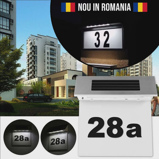 Numar De Casa Cu Incarcare Solara, Iluminare LED, Aprindere Automata