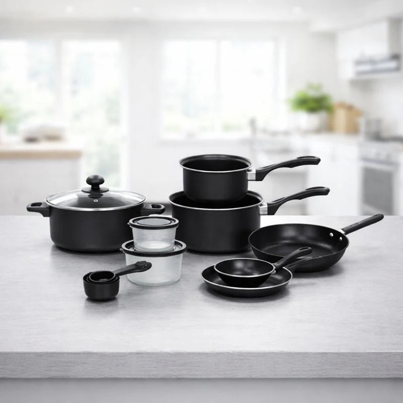 Set 22 Ustensile Bucatarie Premium Steel Pro 3 ,Tigai,Oale,Tocatoare,Tavi,Tacamuri,Wok + 1x Foarfeca CADOU