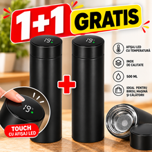 1+1 GRATIS: Termos Inteligent ThermoSense™ 500 ml, Inox, Afișaj LED pentru Temperatură