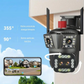 Camera de Supraveghere Tripla, WiFi cu Zoom 2 MP, Ultra HD, pentru Interior/Exterior, Zoom 5X, Functie de Rotire, Lumina LED, Detectare de Miscare