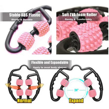 Aparat Manual Pentru Masaj Muscular, 5 Role, Brate, Umeri, Picioare, Solduri, Roz/Negru + 10 plasturi Kinoki CADOU