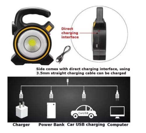 Lanterna cu Incarcare Solara sau USB, Functie de Baterie Externa Pentru Telefon