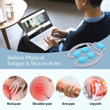 Aparat Manual Pentru Masaj Muscular, 5 Role, Brate, Umeri, Picioare, Solduri, Gri/Albastru + 10 plasturi Kinoki CADOU