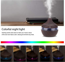 Difuzor Aromaterapie Cu Ultrasunete Si Umidificator Cu LED, 300 ml, Wenge + 12 uleiuri CADOU