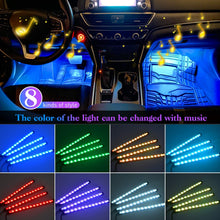 Kit 4 Benzi LED Auto, Pentru Interior. Alimentare La Bricheta 12V