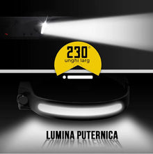 Lanterna De Cap LED, Cu Acumulator si Senzor de Miscare, 4 Moduri de Lumina, Incarcare USB