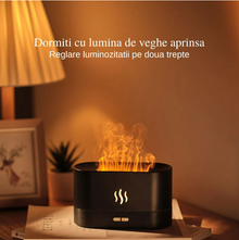 Difuzor Aromaterapie Ultrasonic - Efect Flacara, USB, Capacitate 180 ml, Negru
