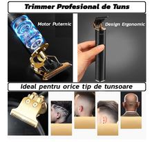 Masina Profesionala de Tuns Barba Si Contur - Autonomie Acumulator 120 minute, Lama Inox, Negru