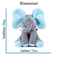 Elefantel Interactiv Din Plus, Peek a Boo, Canta, Vorbeste Si Misca Urechile, Gri/Albastru