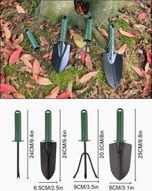 Set De 4 Instrumente Pentru Gradinarit, Doua Mini Lopeti, Un Mini Cultivator Si Un Dispozitiv Pentru Gaurit, Metal