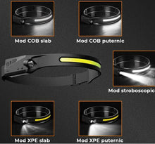 Lanterna De Cap LED, Cu Acumulator si Senzor de Miscare, 4 Moduri de Lumina, Incarcare USB